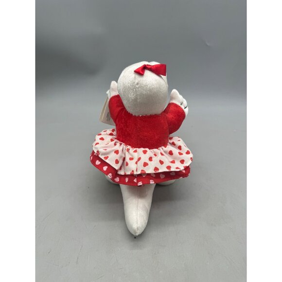 Soft Expressions Valentines White Plush Dinosaur Toy Red Heart Dress & Bow READ - Picture 6 of 9